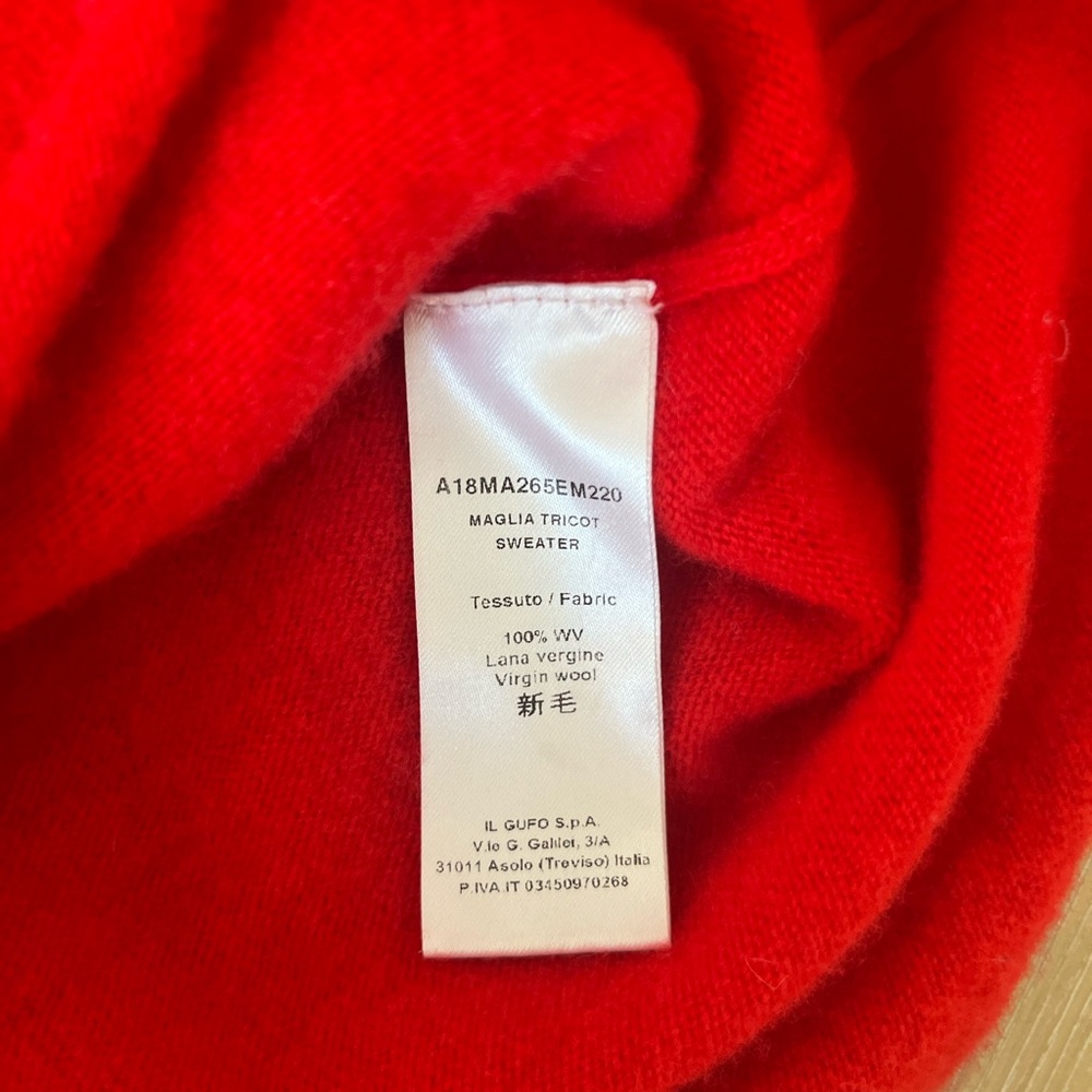 Il Gufo Girls 100% Virgin Wool Red Ruffled Turtleneck Sweater Size 5 Years - Picture 4 of 6